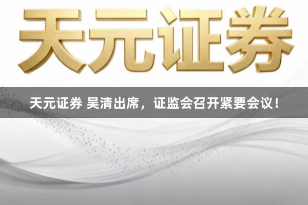 天元证券 吴清出席，证监会召开紧要会议！